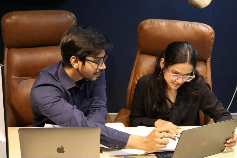 Pranjal Rastogi and CA Harshitha Iyer working together